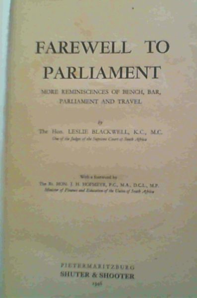 Image for Farewell to Parliament