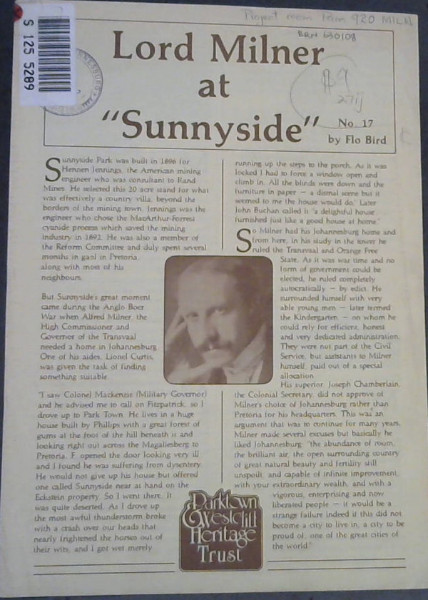 Image for Lord Milner at "Sunnyside"