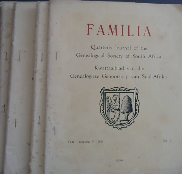 Image for Familia: Quarterly Journal of the Genealogical Society of South Africa / Kwartaalblad van die Genealogiese Genootskap van Suid-Afrika : Year/Jaargang V, 1968 - Nos. 1 - 4