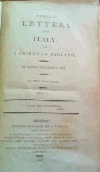 Image for Familiar Letters from Italy, to a Friend in England Vol 1