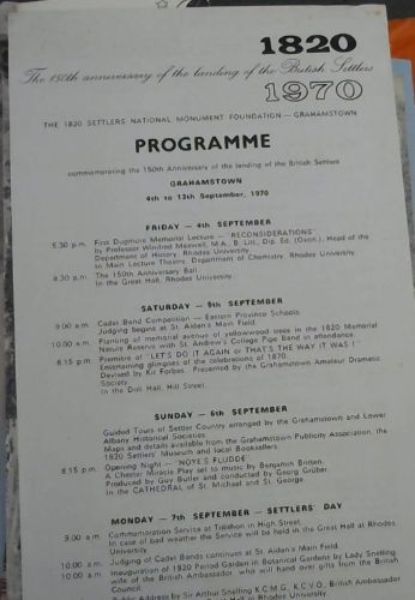 Image for The 150th anniversary of the landing of the British Settlers 1820-1970: a collection of programmes and brochures