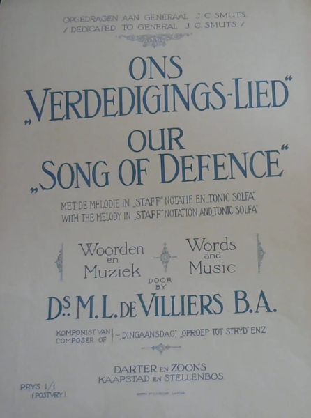 Image for ONS "VERDEDIGINGS - LIED" / OUR "SONG OF DEFENCE"