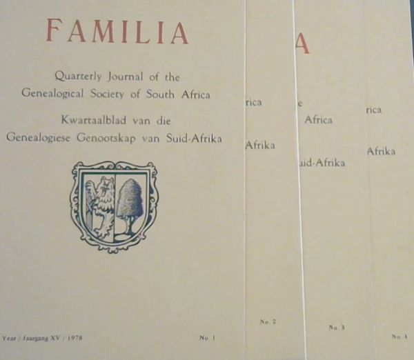 Image for Familia : Quarterly Journal of the Genealogical Society of South Africa / Kwartaalblad van die Genealogiese Genootskap van Suid-Afrika ; Year 15. 1978 No. 1 - 4 +index covering 1975 - 1978