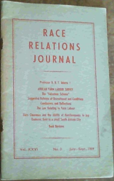 Image for Race Relations Journal Vol. XXVI No.3 July-September 1959