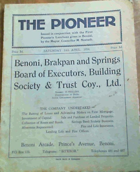 Image for The Pioneer : Saturday, 14th April 1934