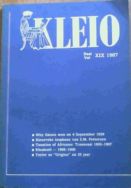 Image for Kleio Vol. XIX 1987 Journal of the Department of History