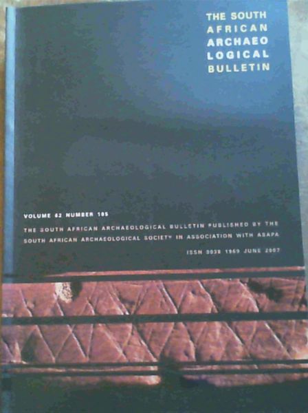 Image for The South African Archaeological Bulletin Volume 62 Number 185
