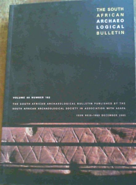Image for The South African Archaeological Bulletin Volume 60 Number 182