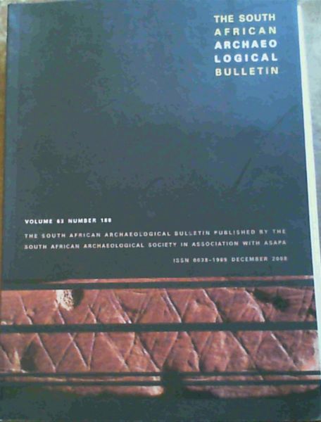 Image for The South African Archaeological Bulletin Volume 63 Number 188