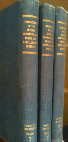 Image for Transactions of the Seventh Commonwealth Mining and Metallurgical Congress : Papers and Discussions - 3 Volumes