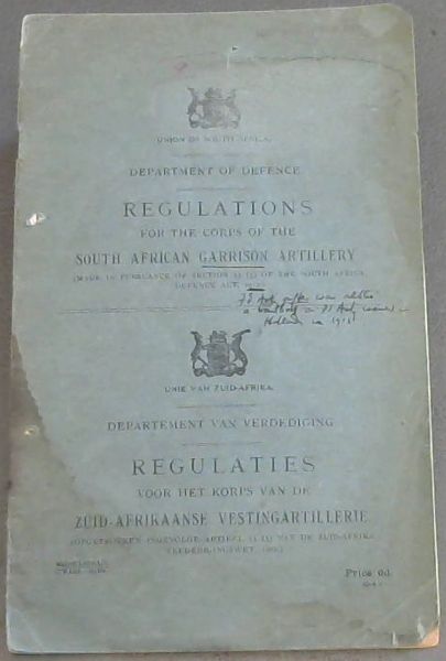 Image for Regulations for the Corps of the South African Garrison Artillery