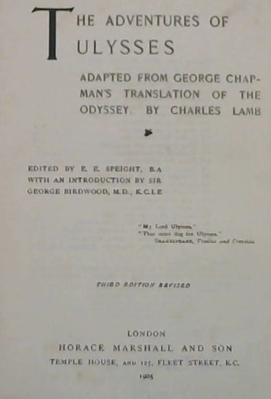 Image for The Adventures of Ulysses: Adapted from George Chapman's Translation of the Odyssey