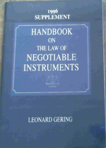 1966 Supplement To The Handbook On The Law Of Negotiable Instruments